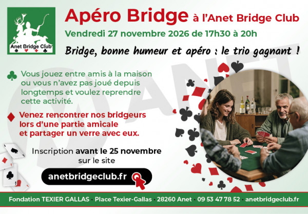Apéro Bridge - Gratuit et ouvert à tous les bridgeurs